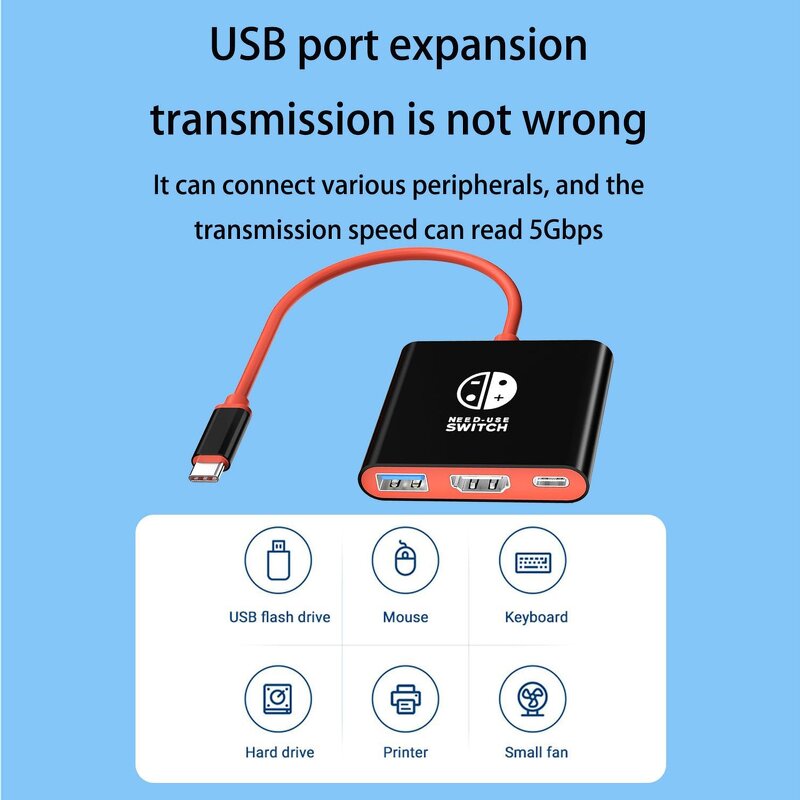 Docking Station Hub - USB C to HDTV 4K USB3.0 3 in 1 PD 100W for Switch Steam Deck