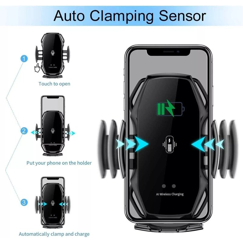 Car Wireless Charging Phone Holder - A5 Infrared Automatic 10W Output 9V/2A