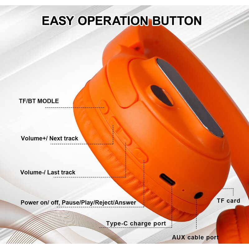 Gaming Headset - Foldable Wireless BT TWS Stereo Music Earphone Noise Cancelling