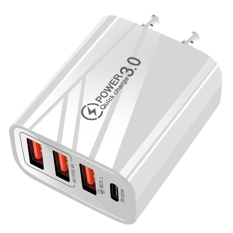 USB Plug Charger - Quick Charge 5V 3.1A QC3.0 EU US UK 3-Port Travel Wall PD