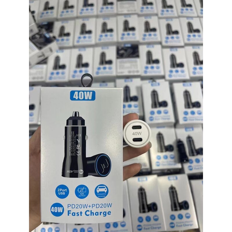 Car Charger - Dual Port PD40W 5V/6A Fast OTP/OVP for Phone Laptop