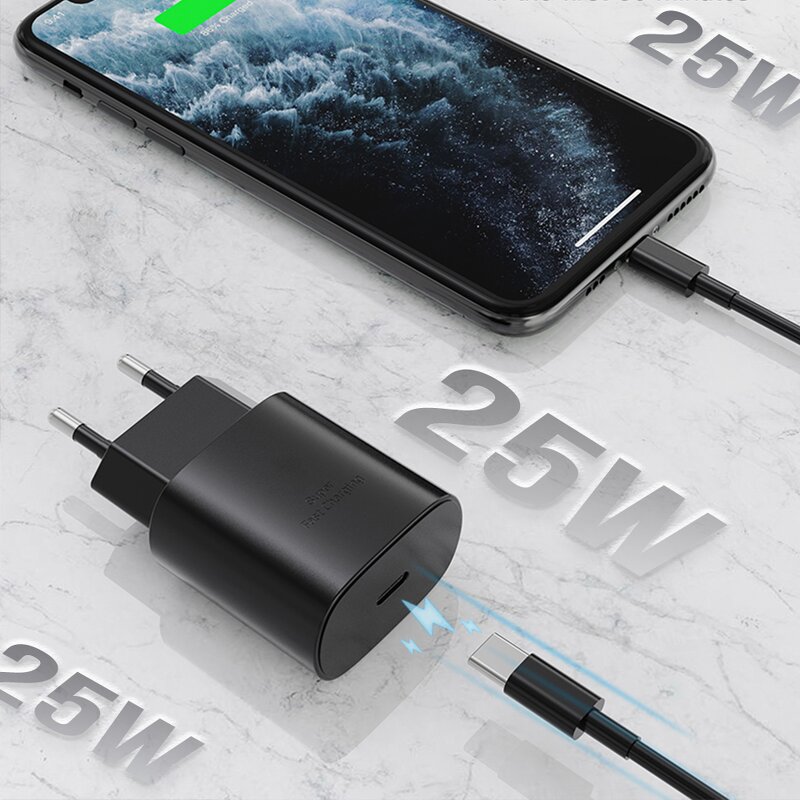 Wall Charger - 25W Super Fast Type-C USB PD QC3.0 for Samsung Galaxy Note S21