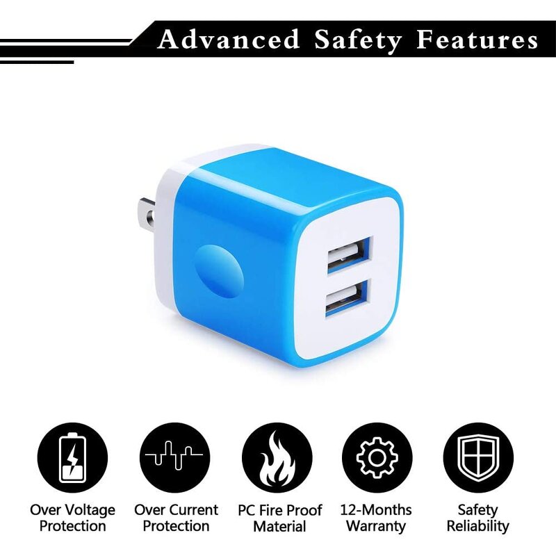 Wall Travel Charger - Customized Colorful Dual USB Ports Mini Cube 5V/2A OTP