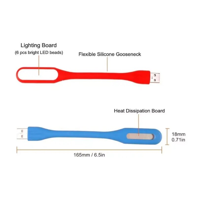 USB LED Reading Lamp - Mini Multicolor Flexible Clip for Laptop Notebook