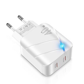Travel Charger - PD 40W 2-Port Type-C with OTP/OVP QC3.0 for Mobile Phones