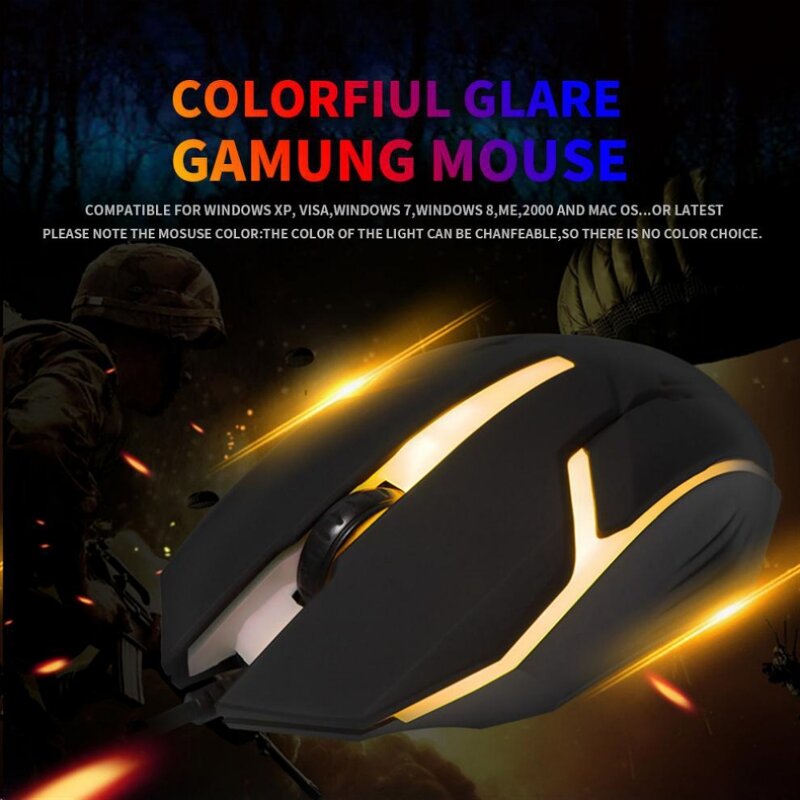 Wired Gaming Mouse - Ergonomic RGB 3D Mini USB LED Backlit for PC Gamers