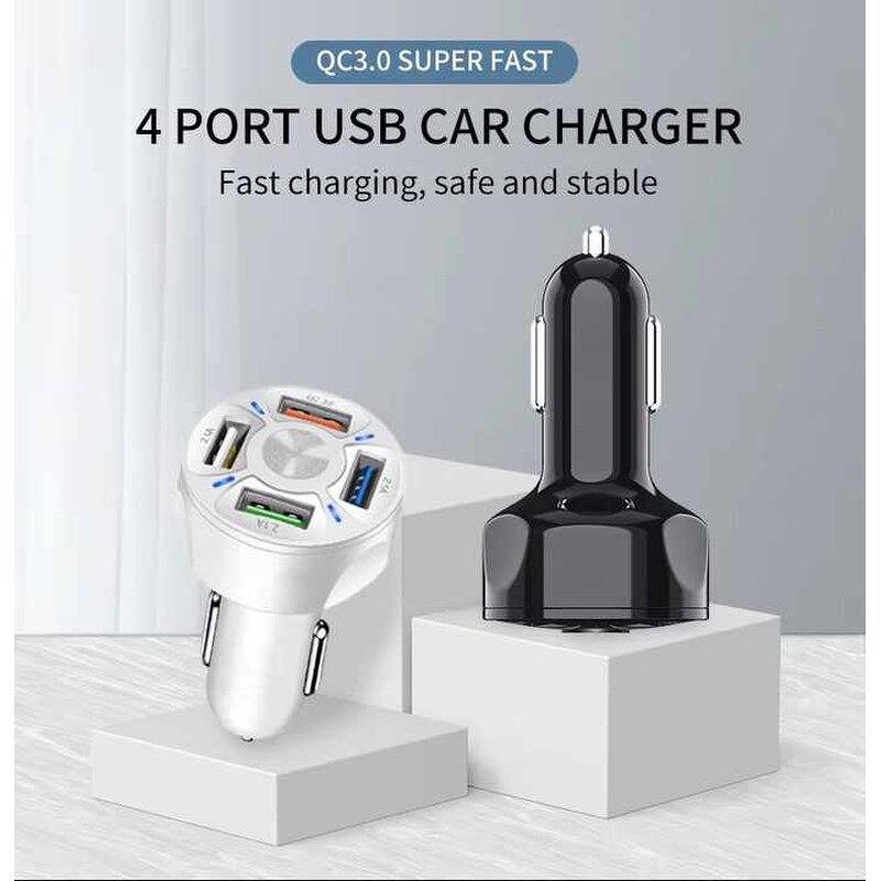 Car Charger - Dual USB 4 Port 3.1a Smart for Iphone Mobile Phones
