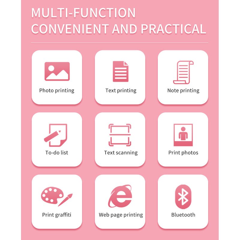 Pocket Printer - Mini Wireless Smart Thermal for Labels Barcode Photo BT