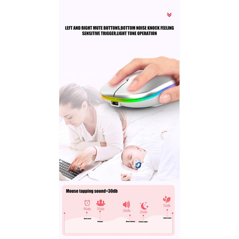 Wireless Optical Gaming Mouse - 2.4GHz RGB Backlit Mini 3D Style USB