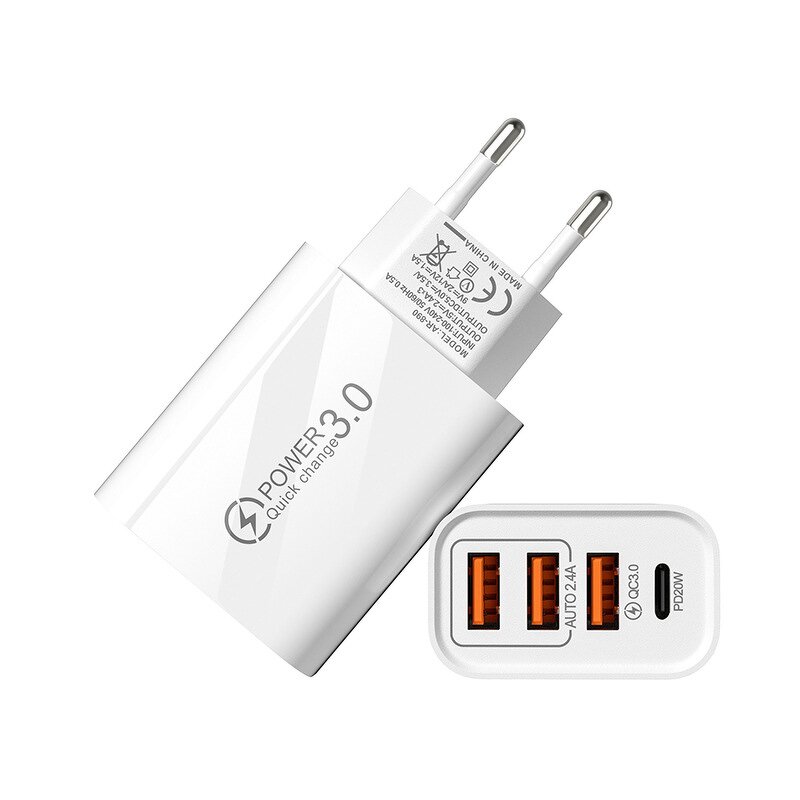 USB Charger - 4 Port 5A Fast Charging Speed Mobile Adapter Type C