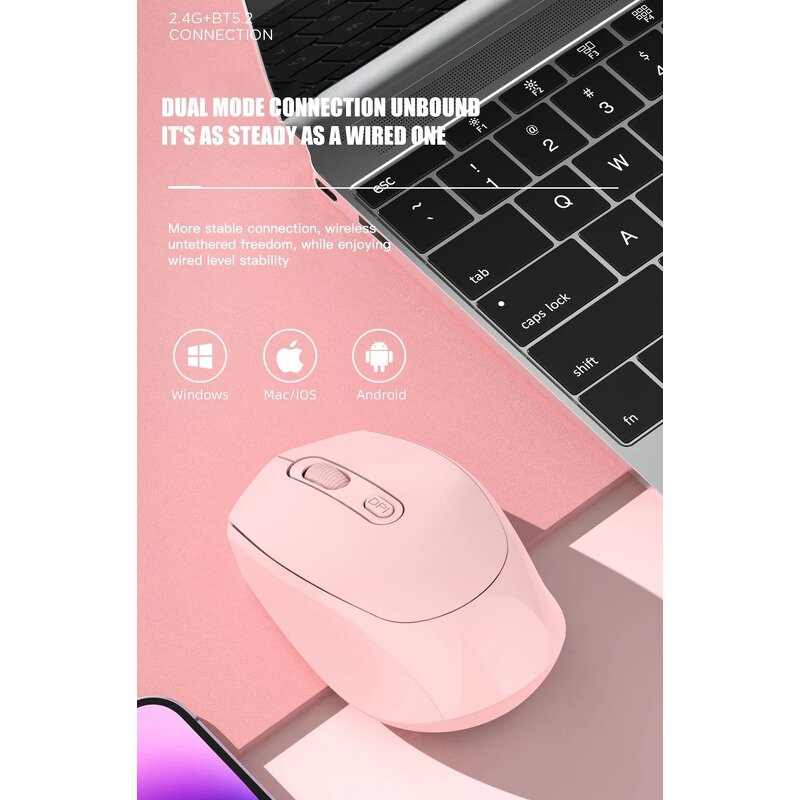 Wireless USB Mouse - Colorful Mute with LED Backlit Luminous for Gaming Office