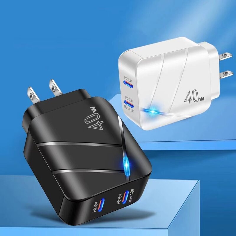 Power Adapter - for US EU Plug 40W Type C Fast for Ip/Samsung/Huawei/Xiaomi