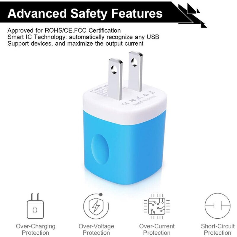 Wall Charger - Portable 5W Mini Cube USB with US/EU Plug for Phone Camera