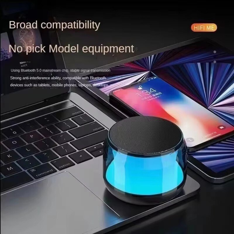 Gaming Speaker - Waterproof Mini Portable Full Range Subwoofer LED HiFi BT Wireless