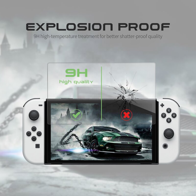 Screen Protector - 9H Anti-Shock 3D for Nintendo Switch OLED/Lite Tempered Glass