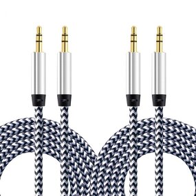 Audio Jack Cable - Nylon 3.5mm-3.5mm Female-Male Connector Adapter Cable