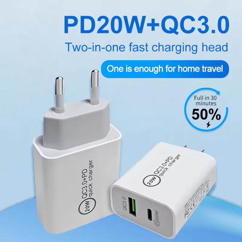 Fast USB Charger - Dual Port QC 3.0 PD 20w Compatible with I Series Phone