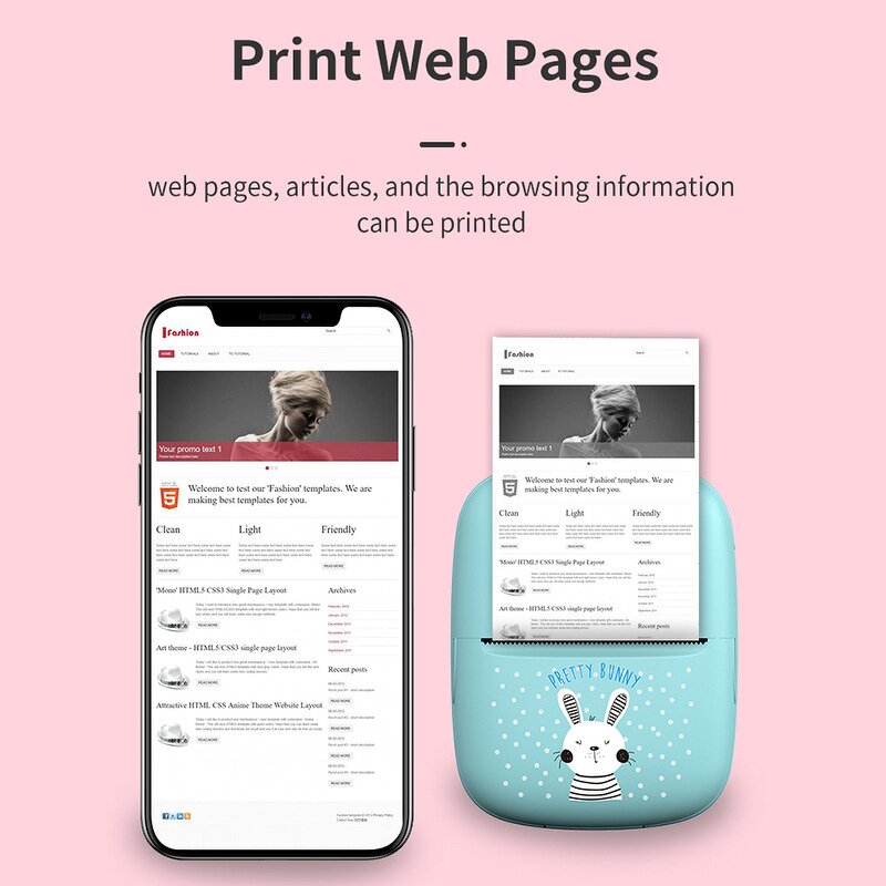 Portable Thermal Printer - Mini Pocket Wireless BT for Stickers Label Photo