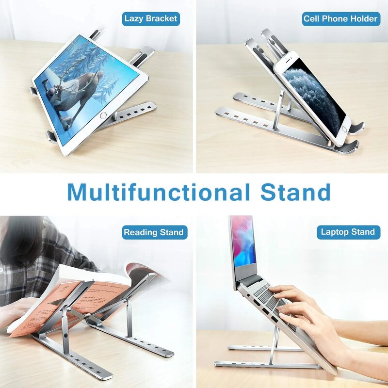Laptop Stand - Folding Adjustable Angles Vertical Portable Aluminum for Macbook