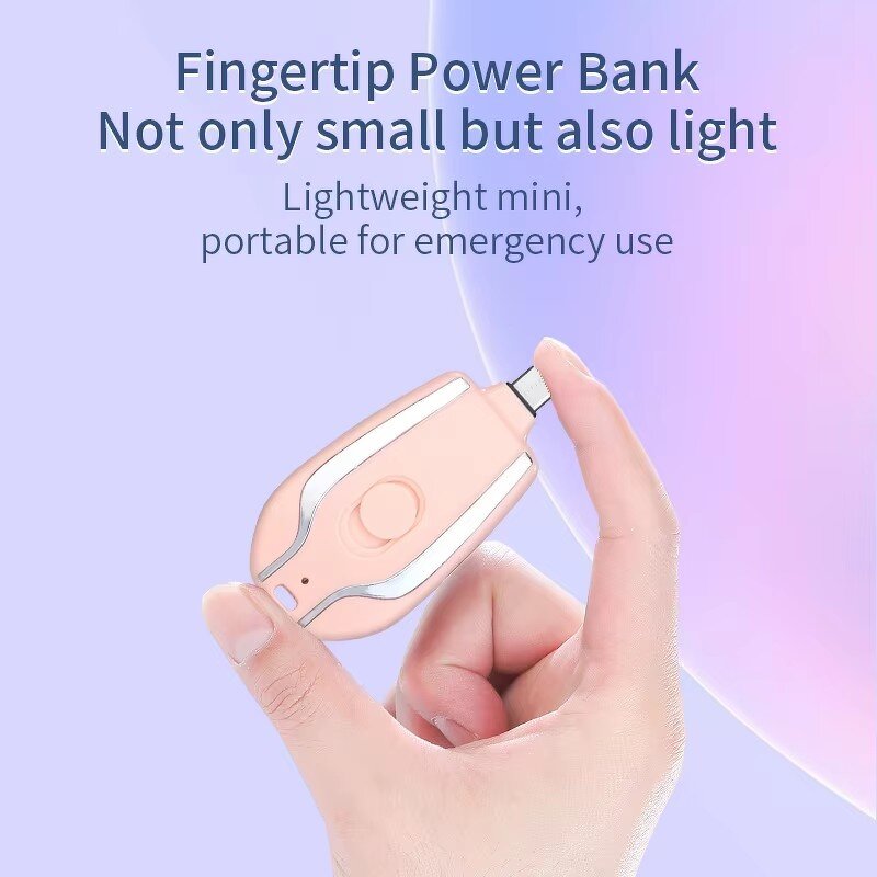 Portable Charger - 1500mAh Type C Mini Keychain Emergency Pocket Fast Charging