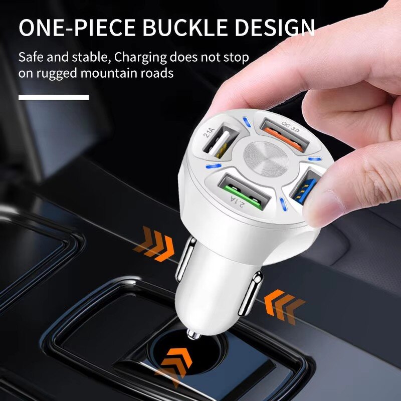 Car Charger - Smiley Face Style 4Ports USB Fast Charging Customized OEM