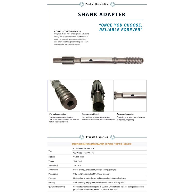 Shank Adapter - Wear Resistant COP1238 90515980 T38 T45 500mm for Cop1036