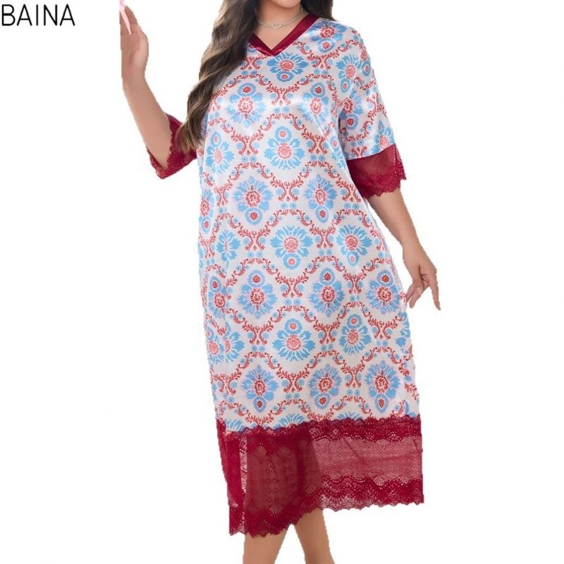 Women's Nightdress - Summer Thin Home Apparel Plus Size Ice Silk Long Style Ladies' Fat