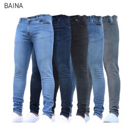 Men's Jeans - Stretch Denim Autumn Black Tight Slim-Fit Pants