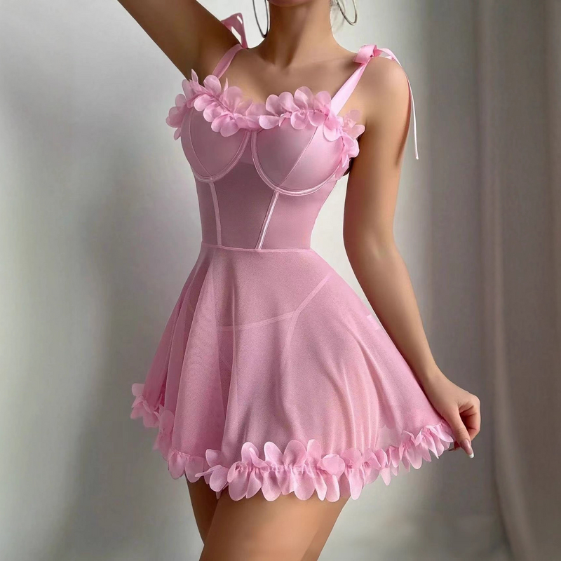 Women's Nightdress - European American Style Sexy Summer Skinny Collarless Chest Pad Comfortable Sweet Style