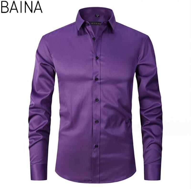 Men's Dress Shirts - 2026 Casual White Stand-Up Collar Long Sleeve Formal Office