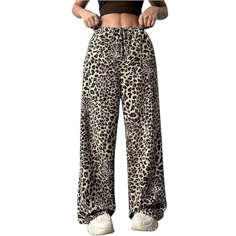 Women's Pants - Street Style Low Waist Vintage Straight Wide Leg Leopard Print Polyester Casual Summer