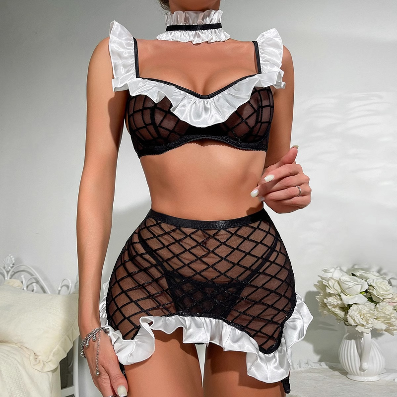 Women's Lingerie Set - European American New Style Sexy Mesh Split