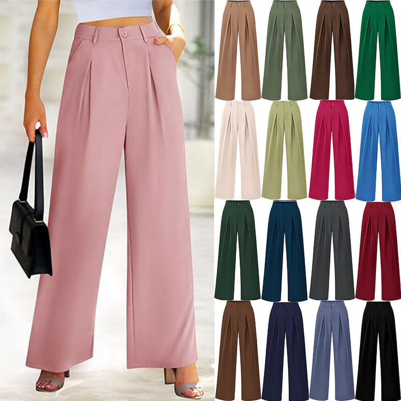 Women's Pants - European American Spring New Work Commuting Business Elegant Loose Casual Formal High Waist Suit