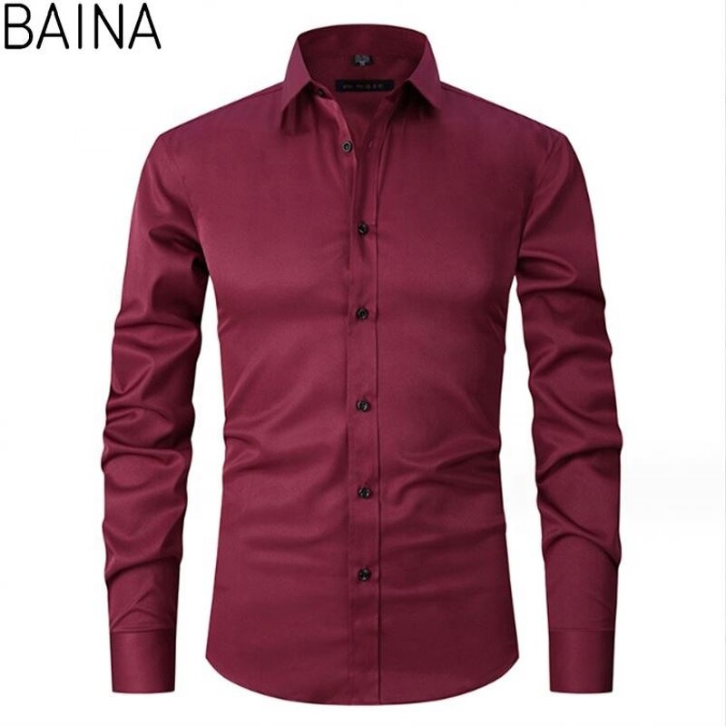 Men's Dress Shirts - 2026 Casual White Stand-Up Collar Long Sleeve Formal Office