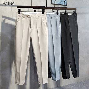 Men's Pants - Plus Size Solid Color Business Wear Formal Casual Suit Trousers