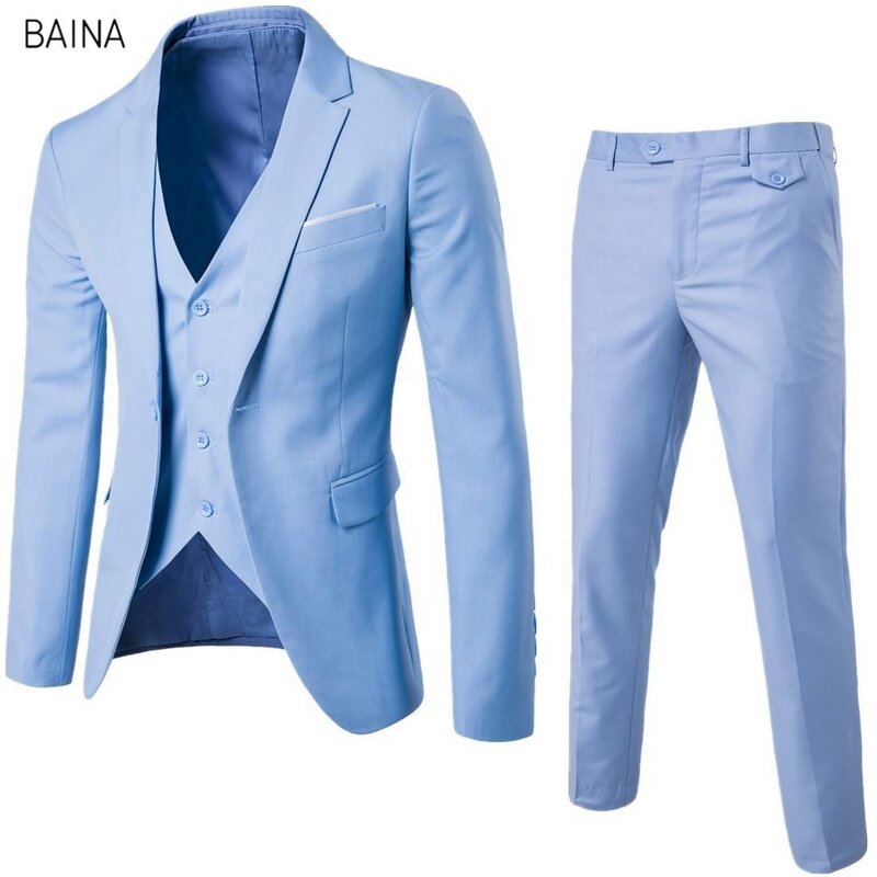 Men's Suits - 2026 Formal 3 Pcs Blazer Vest Pants Slim Fit