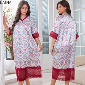 Women's Nightdress - Summer Thin Home Apparel Plus Size Ice Silk Long Style Ladies' Fat