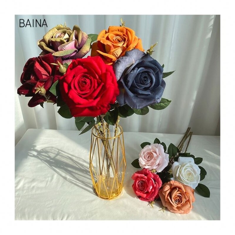 Artificial Flowers - Wedding Single Lint Fangfang Rose Flower Decorative