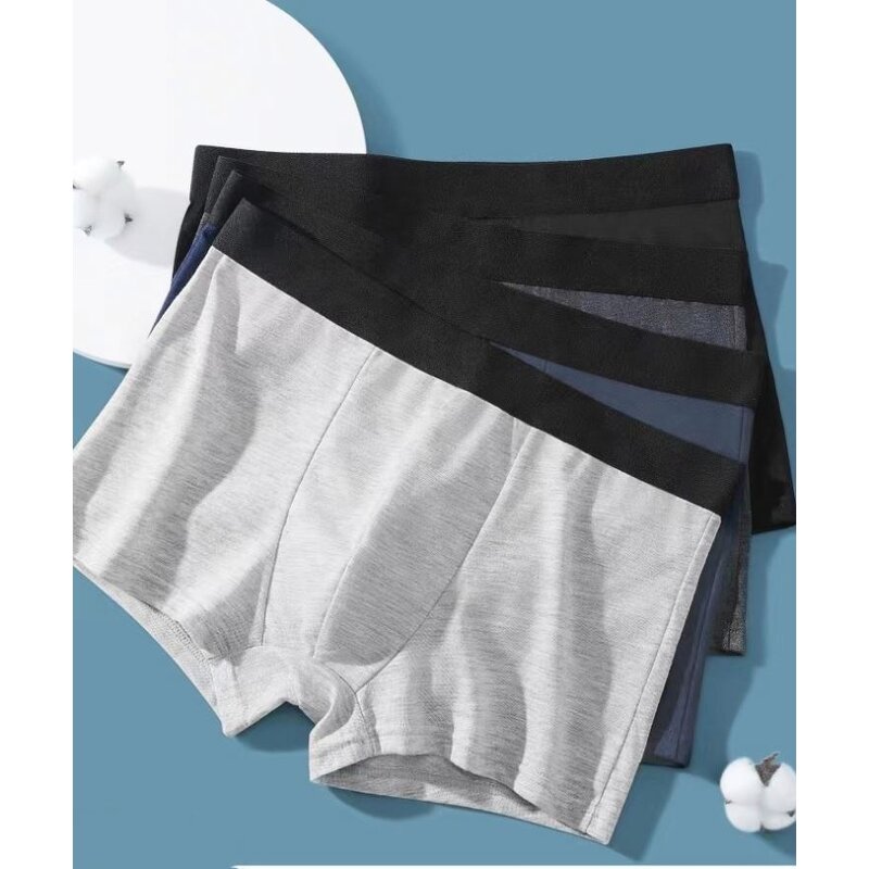 Men's Underwear - Solid Color Plus Size Breathable Boxers Mid-Waist Knitted Teenage