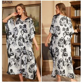 Women's Nightgown - High-End Elegant Long New Middle Eastern Style Solid Export Drawstring Robes for Spring