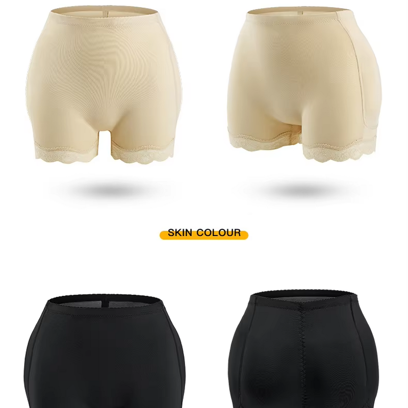 Women's Shapewear Panties - Tummy Control Firm Lace Trim Butt Lift Hip Enhancement Padded Waist Satin