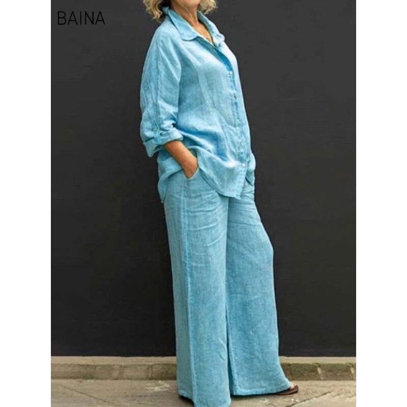 Women's Clothing Set - Spring Shirt Pants Sets Ladies Casual Plus Size