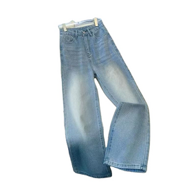 Women's Jeans - Plus Size Vintage Blue Wide Leg Denim Autumn Winter Trendy Loose Fit Light Wash