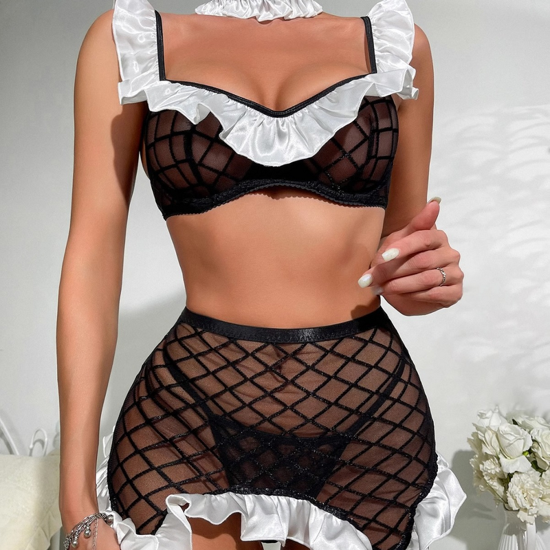 Women's Lingerie Set - European American New Style Sexy Mesh Split