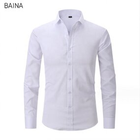 Men's Dress Shirts - Stand-Up Collar Long Sleeve Formal Office