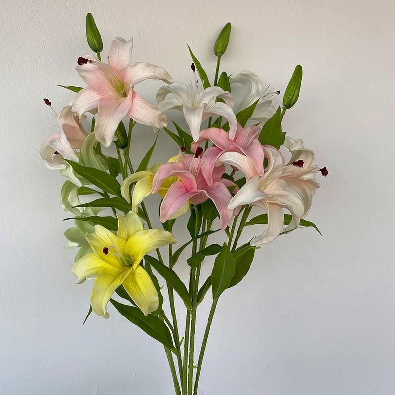 Artificial Leaves - In Stock Long Branch Pu 3-head Tulip for Decoration