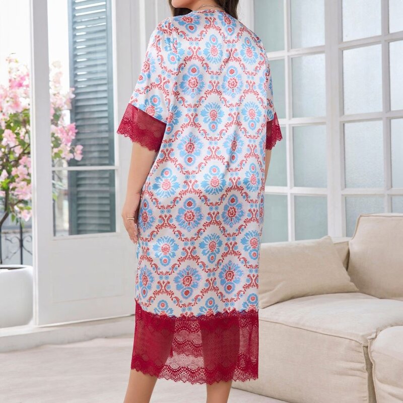 Women's Nightdress - Summer Thin Home Apparel Plus Size Ice Silk Long Style Ladies' Fat