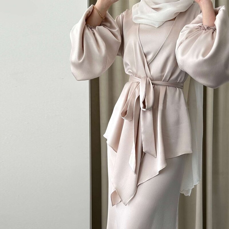 Women's Muslim Dress - Elegant Solid Color Two-Piece Set of High Quality Wholesale Price Abaya
