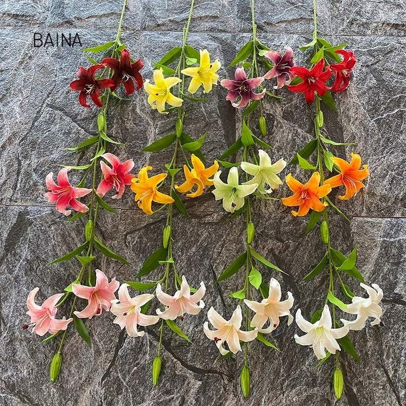 Artificial Leaves - In Stock Long Branch Pu 3-head Tulip for Decoration