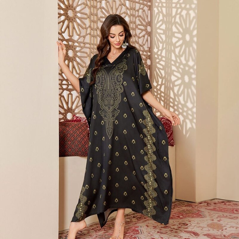 Women's Nightgown - Elegant High-End Long Modest Middle Eastern Style Spring Summer